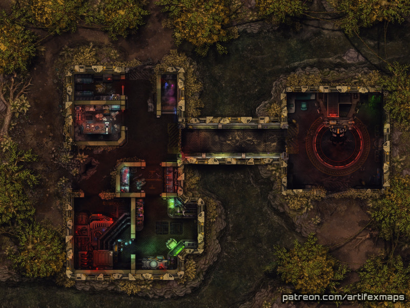 [40x30] Abandoned Research Station Battle-Map (2 Free Battle-Maps in 4k Resolution)