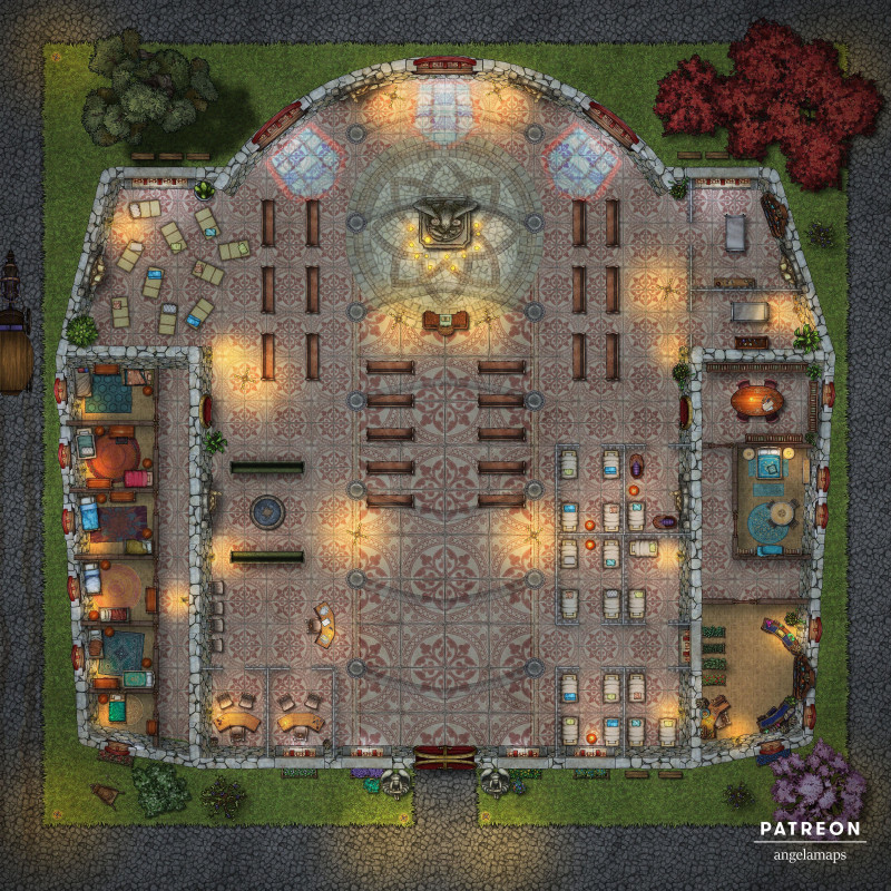 Temple of the Healing Goddess [battlemap] from Angela Maps - 3 versions! [art]