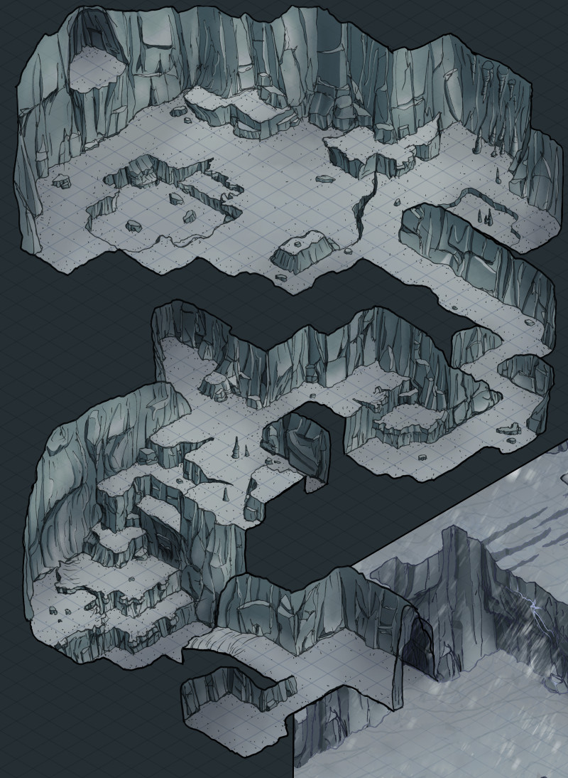 Ice Cliffs and Cave [52x40 ext] [30x41 int]