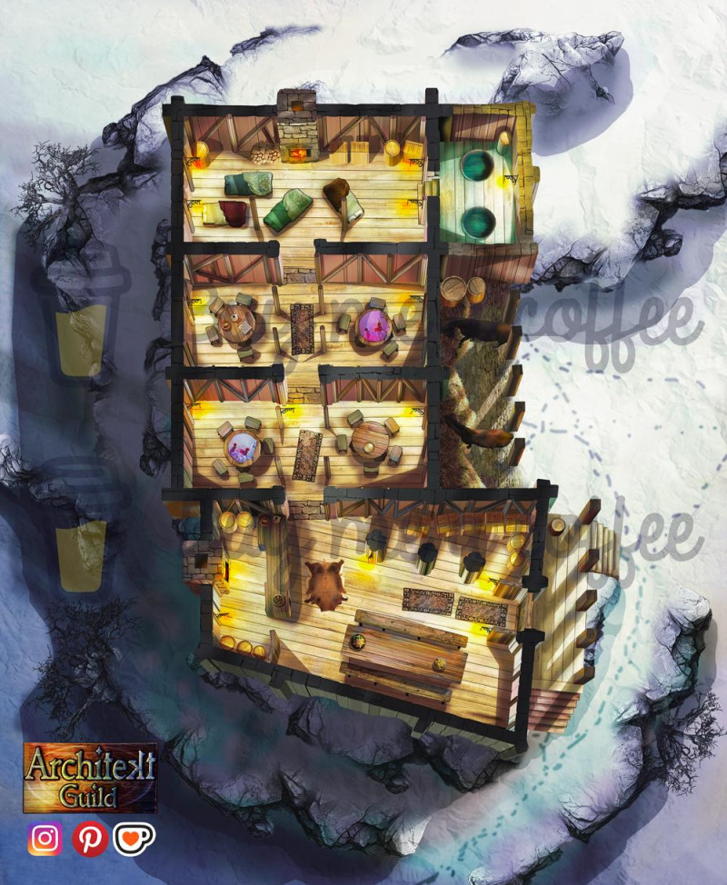 Northland Tavern (fantasy rpg map grid+gridless)