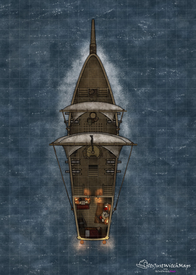 FREE Ship map upper/lower decks + captain's quarters 20x28 200 dpi