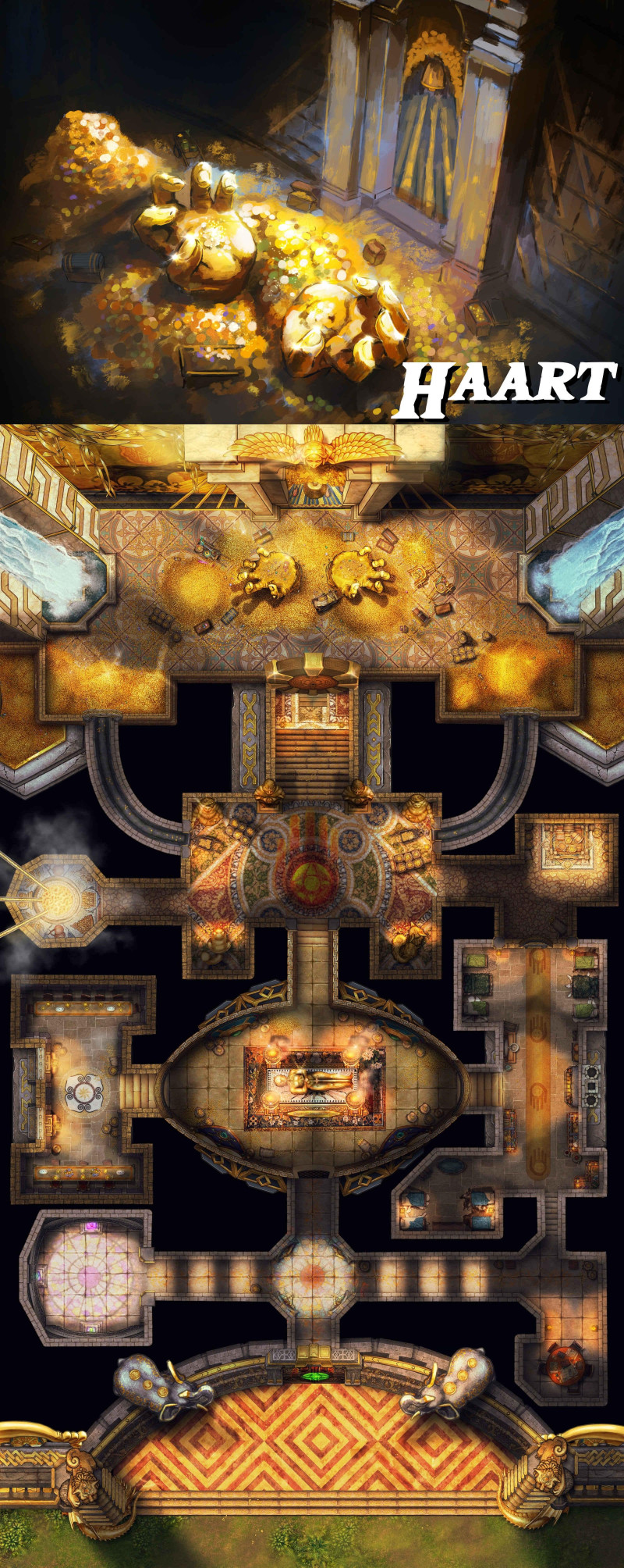 The Temple of Greed Battlemap [OC] | Saints of Ruin Adventure | Varo, Fallen Saint of Greed
