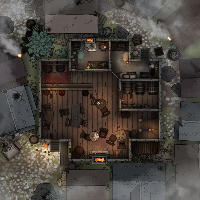 Blood of the Vine Tavern [Curse of Strahd] — Free Battlemap [20x20]