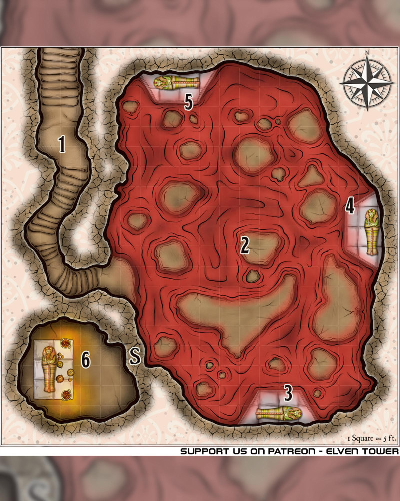 Tomb of Three Brothers - Small encounter map within a volcano. Free Map.