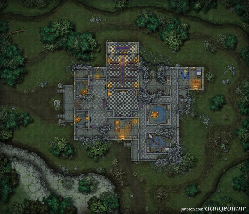 St. Basarab's Abbey — Cragmaw Castle Reimagined | Lost Mines of Barovia (70x60)