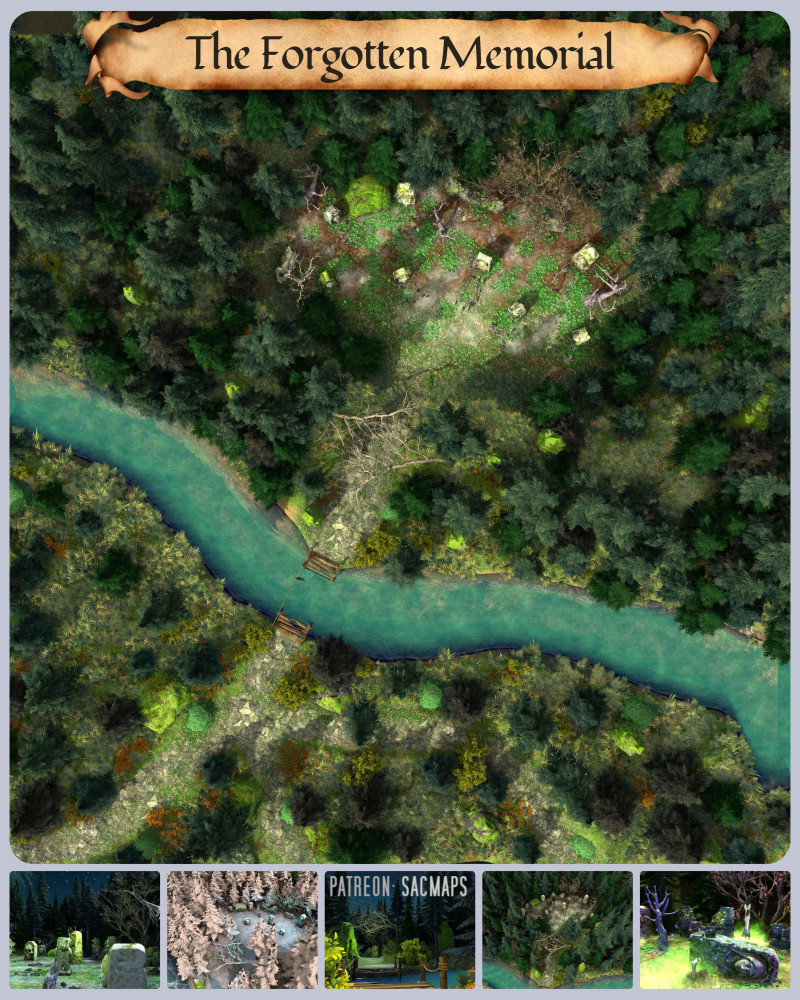 Whatever you do, don't awaken those resting here... THE FORGOTTEN MEMORIAL (45x45, free day & night maps & hundreds more free!)