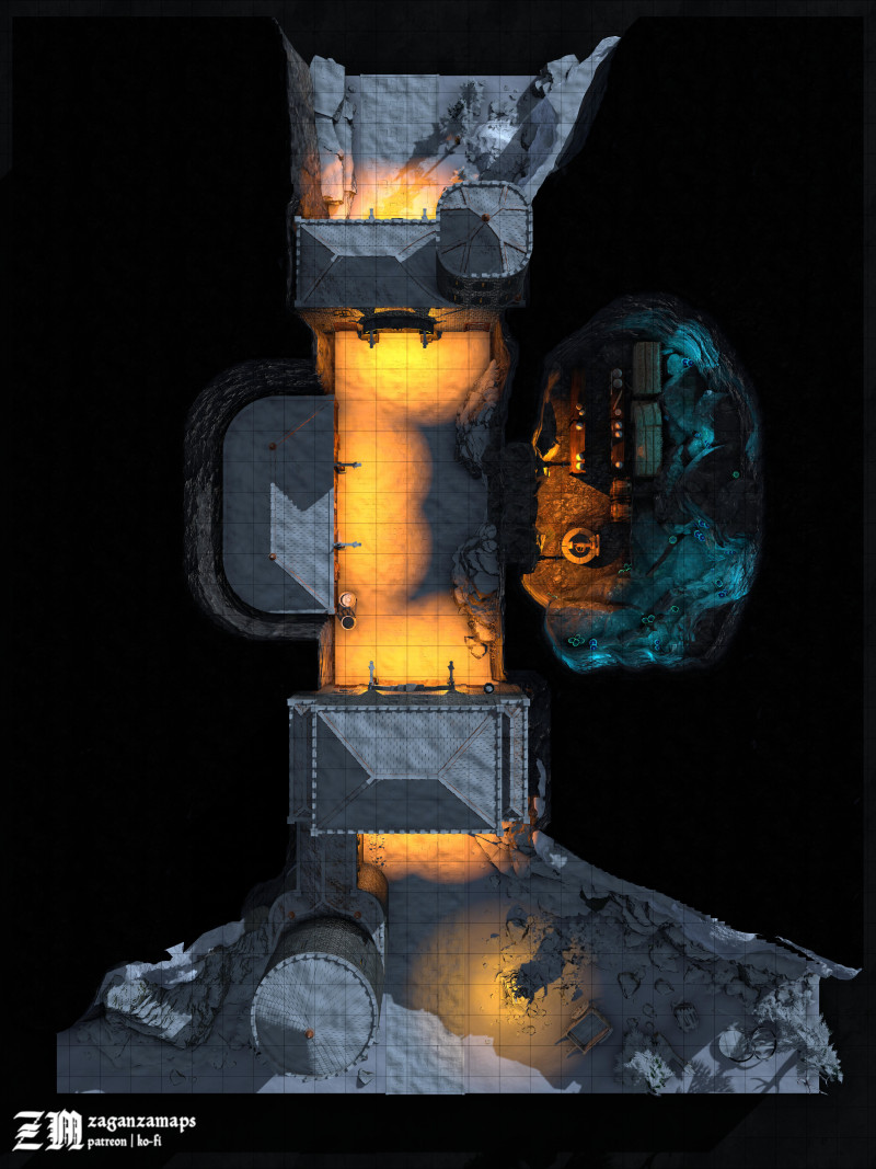 Mountain pass fort - winter. [30x40], link to 300DPI maps and VTT files in the comment