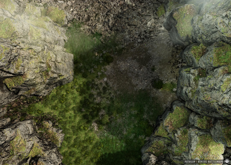 Highland Gorge | [Animated Battlemap] [35x25] [100px per Square] [Gridless] [3D Rendered] [OC] | Beneos Battlemaps