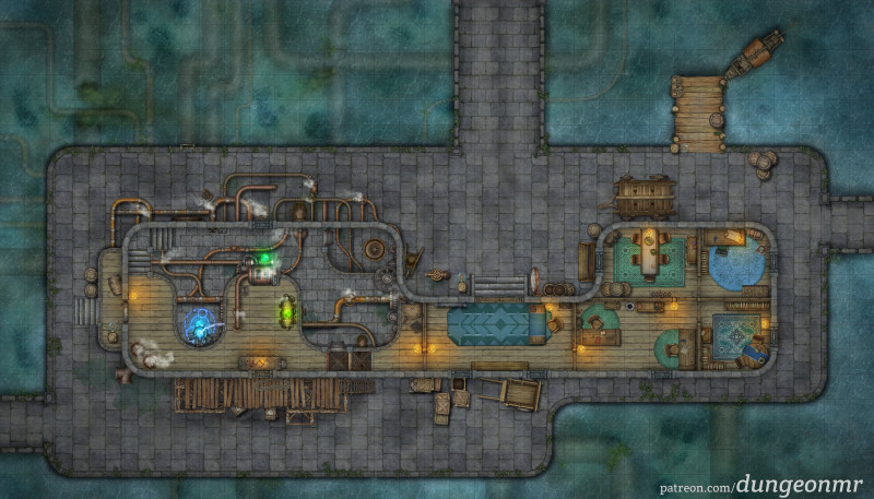 Waterworks & Temple Pier — Two Connected Waterfront Maps