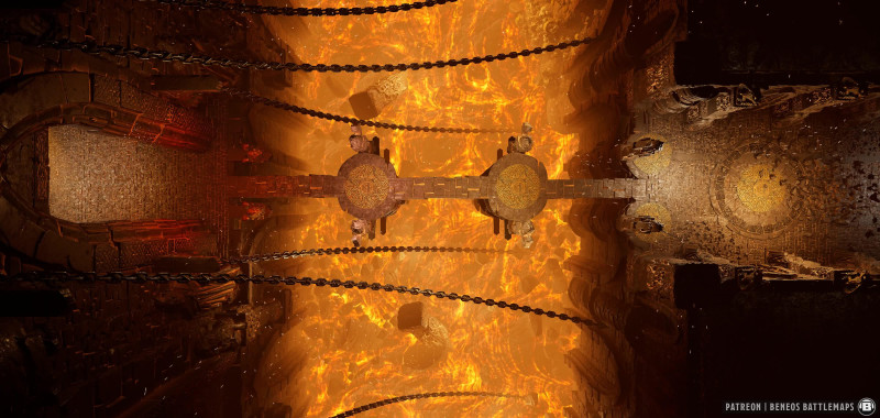 Fire Temple Bridge | [Animated Battlemap] [40x19] [100px per Square] [Gridless] [3D Rendered] [OC] | Beneos Battlemaps