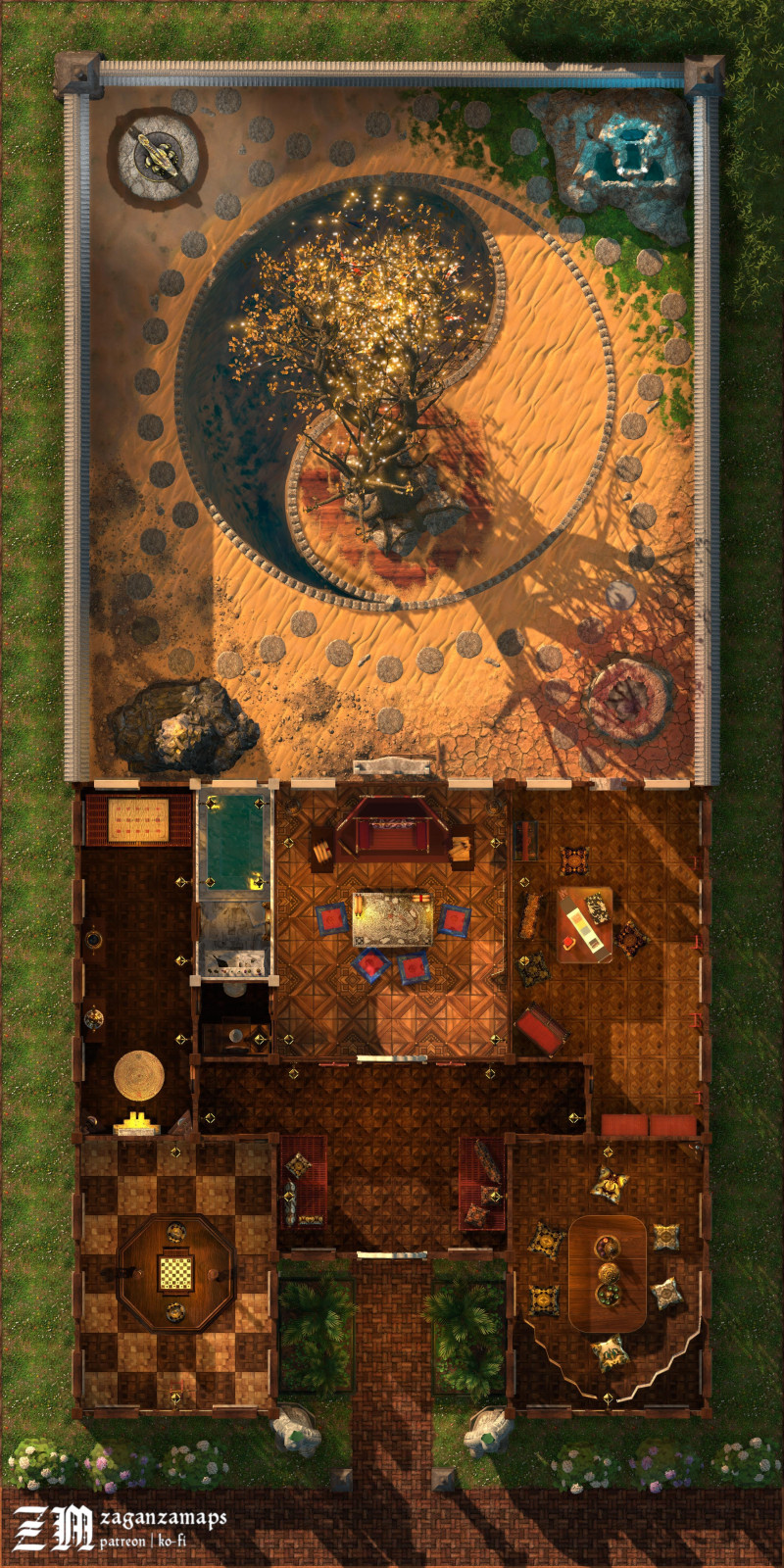Shou Elder home - Kara-Tur style [20x40][link to 300DPI in description]