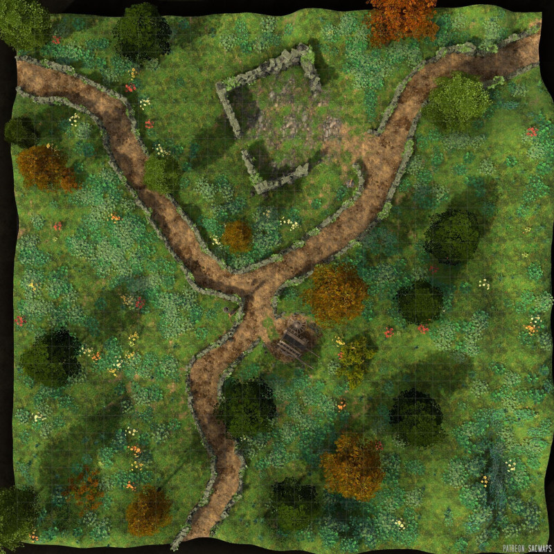 TUMBLEDOWN PATH (32x32) - I'm half-expecting Postman Pat's little red van to drive down the road. (Free day & night maps plus 1000+ more freebies!)