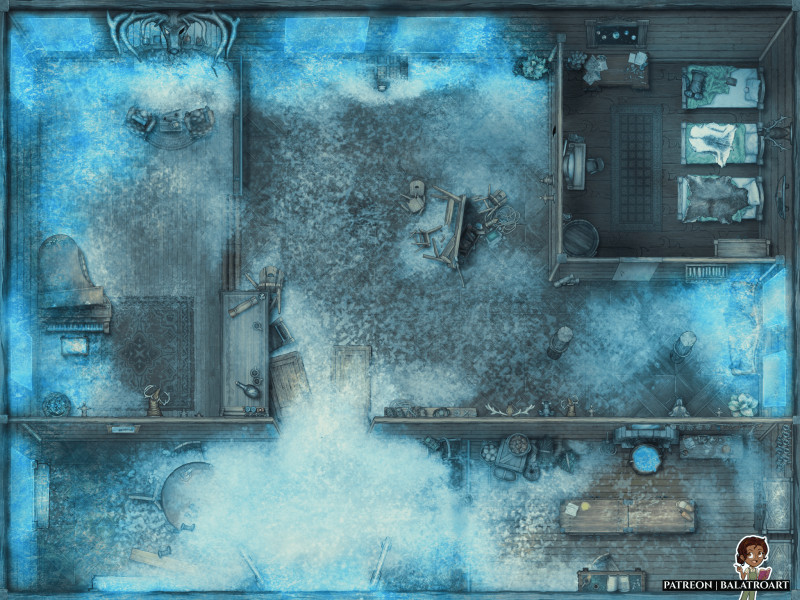 We can survive the blizzard in here! Look, there is even a nice fire burning and strong sturdy doors!