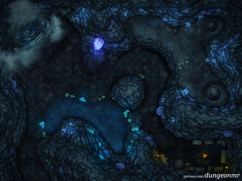 Swirlstone Cavern - 48×36 - A Spiral‑Carved Underdark Chamber