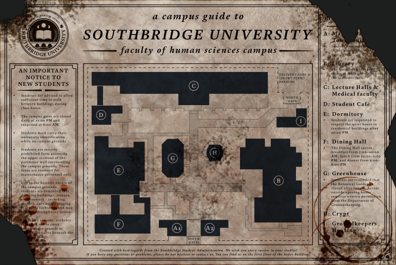 Do you dare venture into the fungus-infested basement rooms of the Campus of Human Sciences? I hope you haven't forgotten your gas mask. > a day at the university battlemaps - Lecture & medical faculty building [82x26, abandoned version] & Entrance [27x43