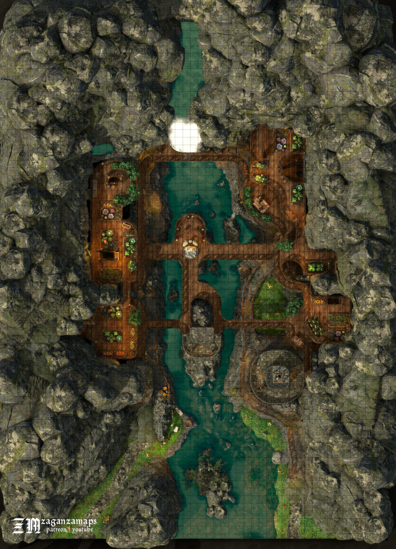 Jadevale [70x50] - hidden village at the end of canyon