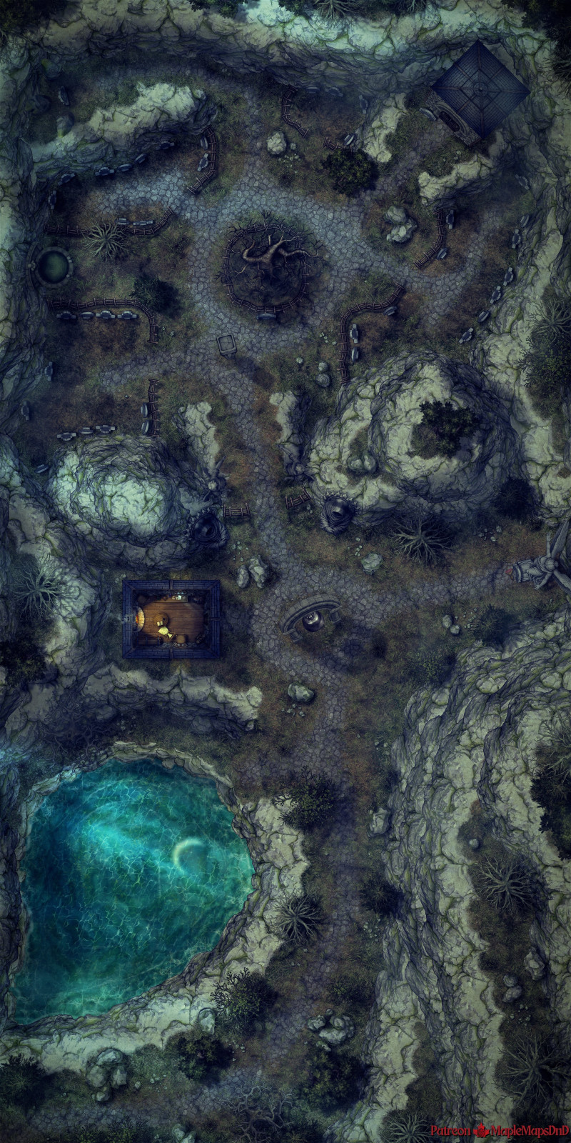 Lichfield Graveyard + Crypt by MapleMapsDnD | [Battle Map] [No AI] [OC] [Art]