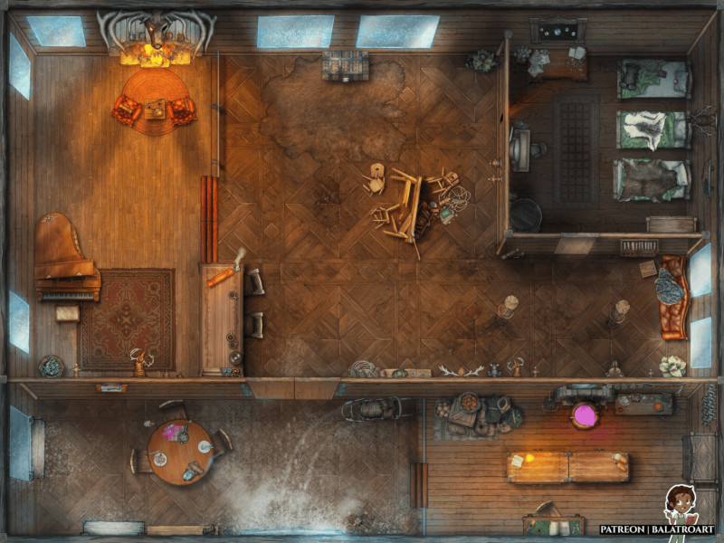 We can survive the blizzard in here! Look, there is even a nice fire burning and strong sturdy doors!