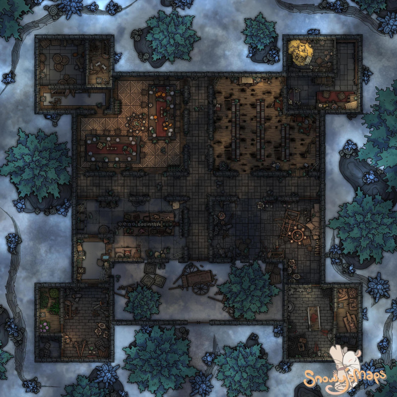 [32x32] Abandoned Winter Fort Night
