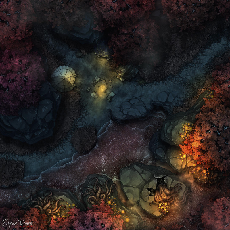 Bloodmoon Forest: Tangled Campsite [30x30]