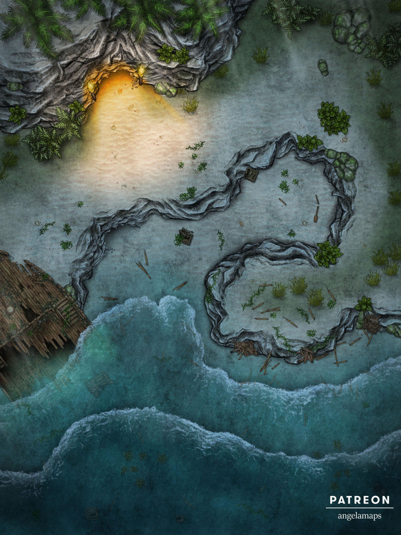 Beach Cave [battlemap] from Angela Maps - 4 versions! [animated] [art]