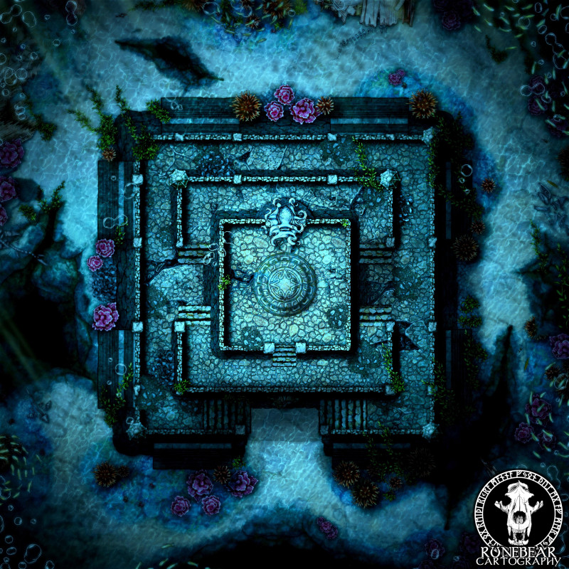 Ocean Temple 54x54 Battlemap by Runebear Cartography