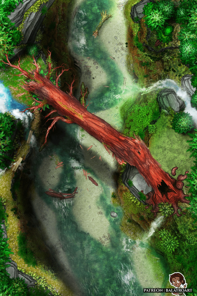 After a hiking trip I decided to make a phased battlemap inspired by the northern Californian old growth redwoods and Fern Canyon.