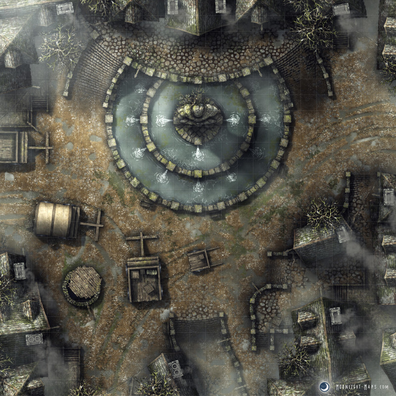 [OC] Don't taste the Ravenloft Fountain! The Bereft Fountain map is "safe" to drink... right? [25x25]