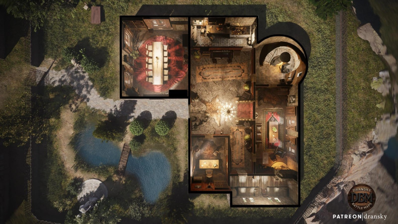 Rainhill Manor - Animated/Static Battlemap (day/night, multi-floor)