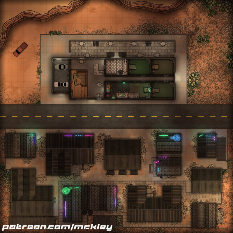16 Cyberpunk Battlemaps