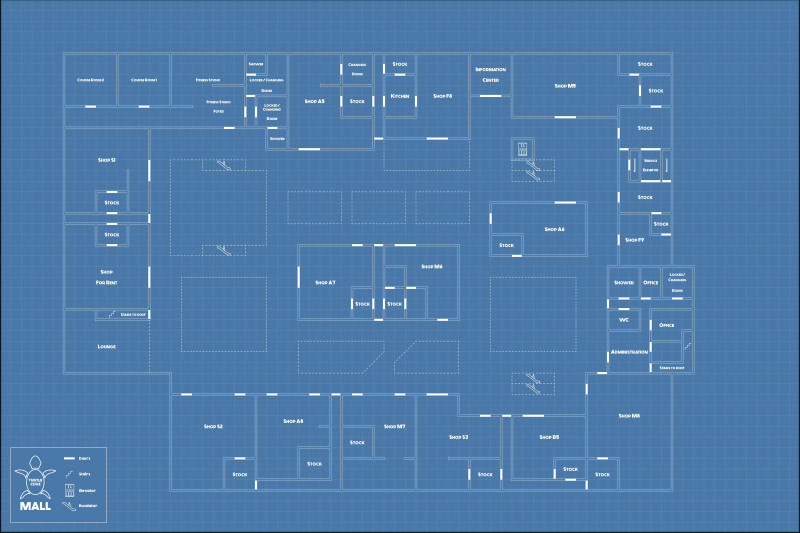 a day at the mall [75x52] [abandoned / apocalyptic version] – Ground Floor, Upper Floor, Roof & Handouts