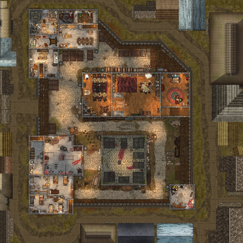 [OC] The Cage - 50x50 Fort Battle Map (Roll20 Ready) - Forrest & City Variants