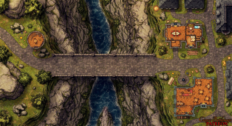 Bridge to Winestead 55x30 battle map (2 versions - interior & exterior)