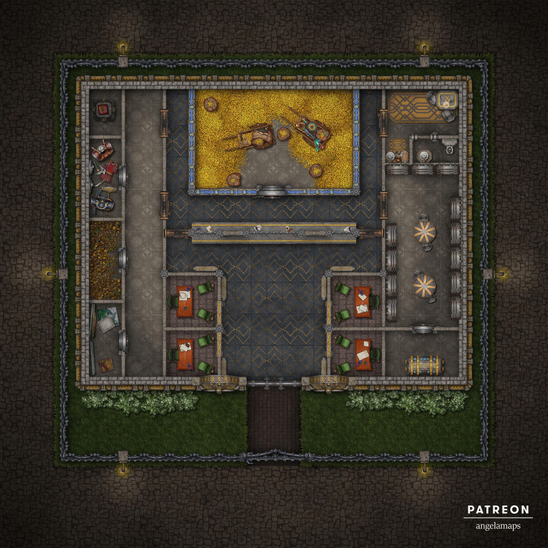 Dwarven Bank [battlemap] from Angela Maps - How would you use this map? 4 versions! [animated] [art]