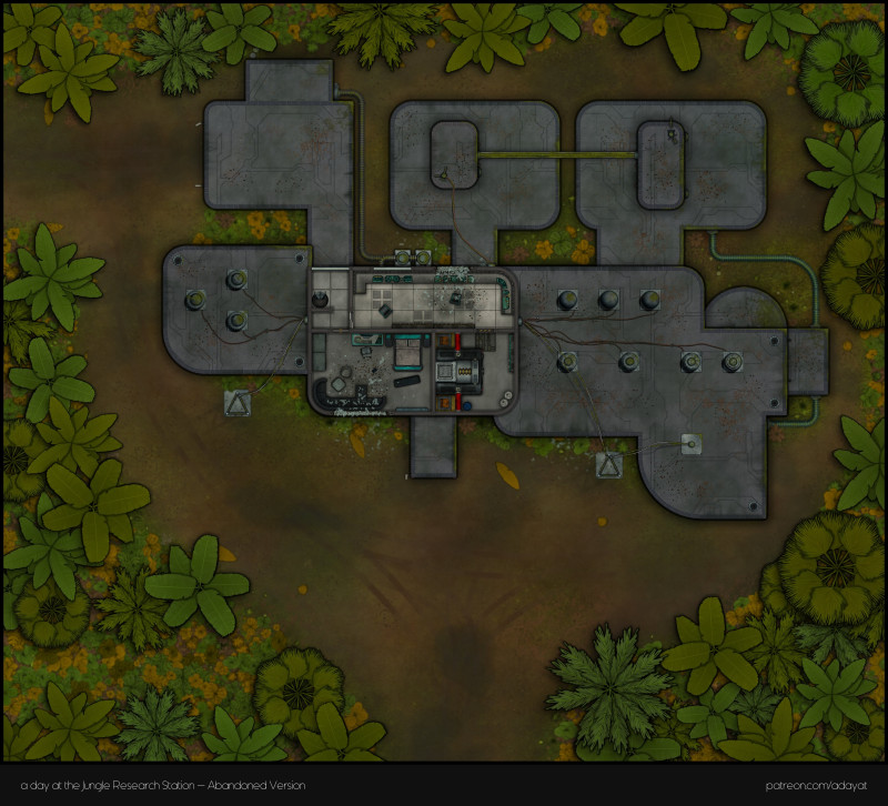 The abandoned Jungle Research Station [Sci-Fi | 43x39 | abandoned version | 4 Level | + Floorplan Handouts]