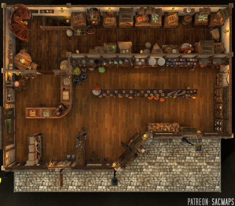 THE GENERAL STORE (16x14 multilevel – store, cellar, upstairs living space) - free day & night multilevel plus hundreds more free maps!