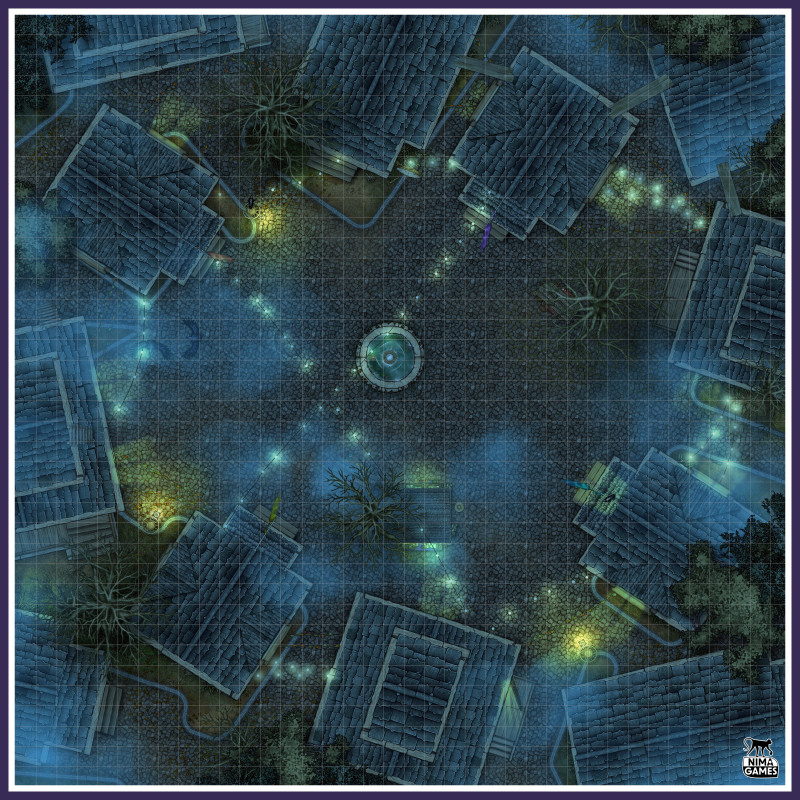 Founders' Square - battle map for a gothic D&D village I've been designing