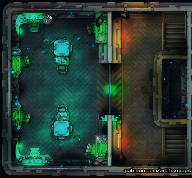 Command Center Battle-Map (2-Stages of Lighting, Free Set)