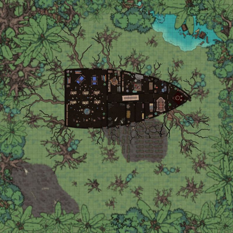 Ship on a tree, Voodoo Hag lair (50x50)