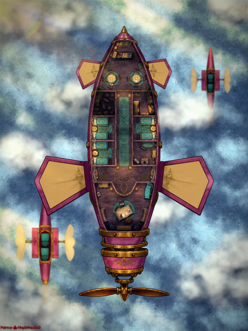 Elven Airship, 7 Variants by MapleMapsDnD | [Battle Map] [No AI] [OC] [Art]