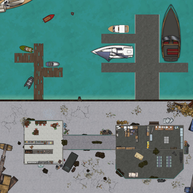 Post-apocalyptic campaign maps [40 maps of varying levels and sizes + Dungeondraft files]