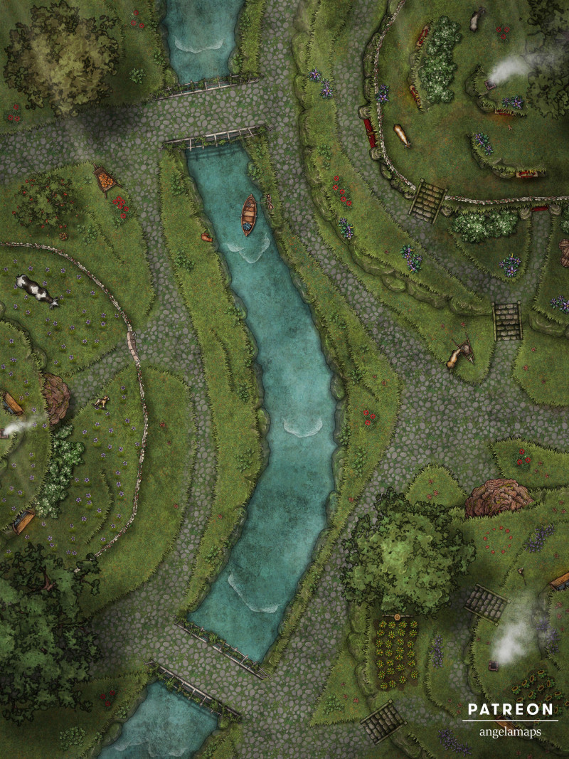 Halfling Village [battlemap] from Angela Maps - 2 versions! [animated] [art]