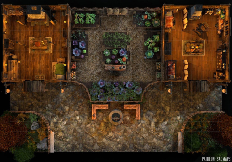 THE HAMLET (23x16) - In such a small and remote place, crime and punishment is dealt with at the local level. Murderhobos beware. (Free day & night maps plus over 1,250 more free maps!)