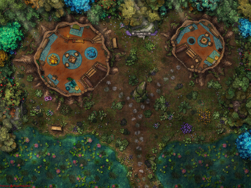 Fairy House Day/Night [40x30] [Battle Map] [No AI] [OC] [Art]