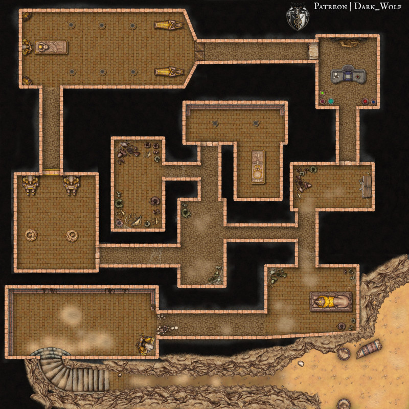 Massive Map Update: Desert Dungeons for Archaeologists_2k_40x40, Castles, and Roads! [Gridless] [OC]