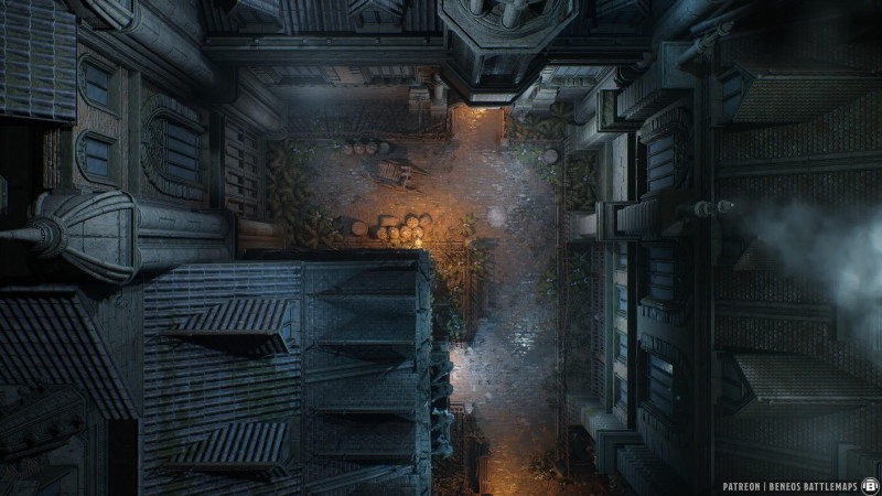 Victorian Backyard | [Animated Battlemap] [32x18] [120px per Square] [Gridless] [3D Rendered] [OC] | Beneos Battlemaps