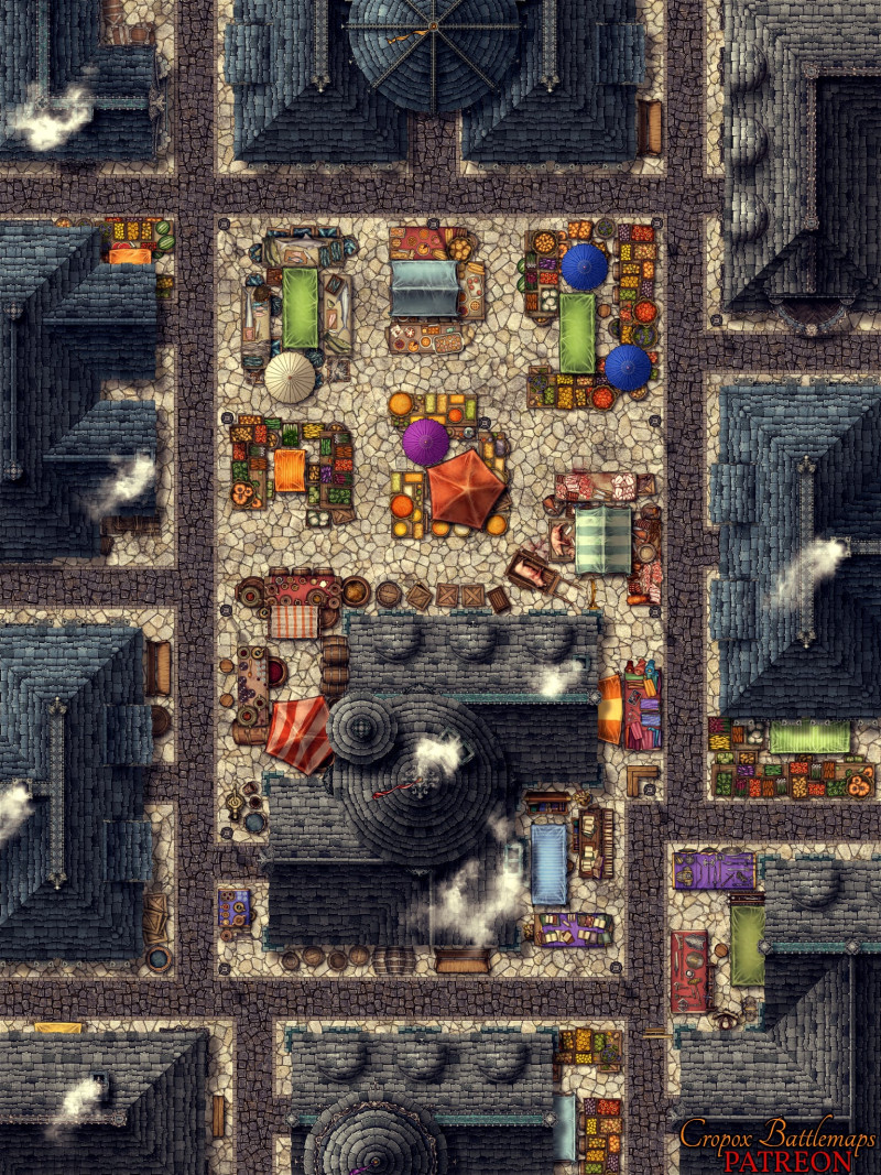 Market Tavern 23x30 battle map (2 versions - interior & exterior)