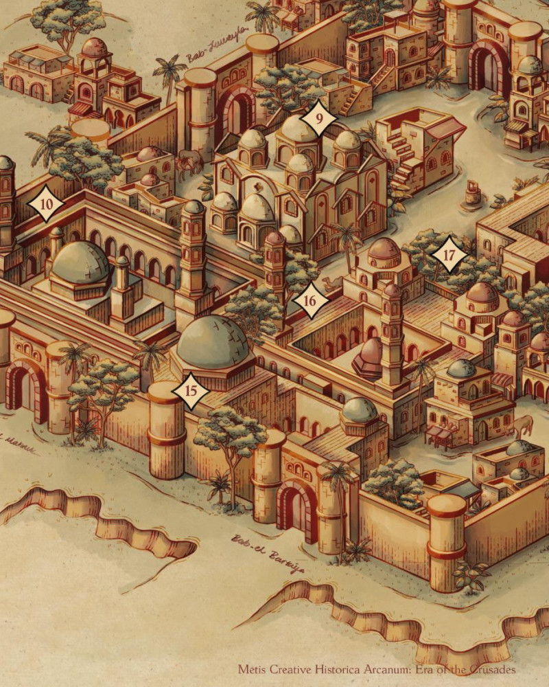 Close up from Map of Cairo for Metis Creative’s Historica Arcanum: Era of the Crusades ✨