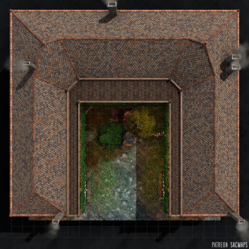 COURTYARD HOUSES (22x22) - 6 multilevel houses + courtyard - Free day & night maps, plus hundreds more free maps!
