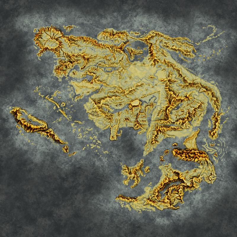 Finished a topographic style of my world map using only Inkarnate. Considering using physical map elements as well. Thoughts?